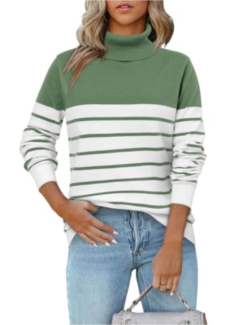 Women's Turtleneck Pullover Knit Sweater Winter Long Sleeve Casual Top - 100%